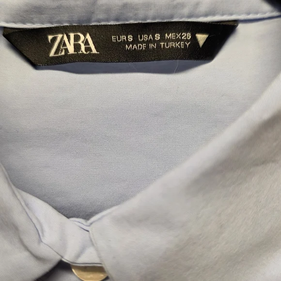 Zara Button Down Poplin Shirt Tie Front S - Picture 7 of 15